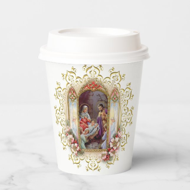 Christmas Nativity Birthday Party for Jesus  Paper Cups (Front)