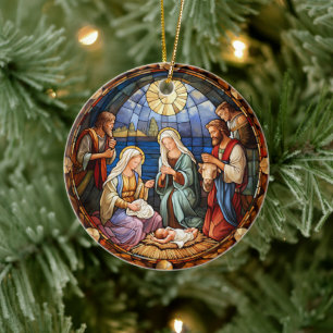 Christmas Nativity  Ceramic Ornament