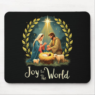 Christmas Nativity Christian Birth Of Jesus Joy To Mouse Pad