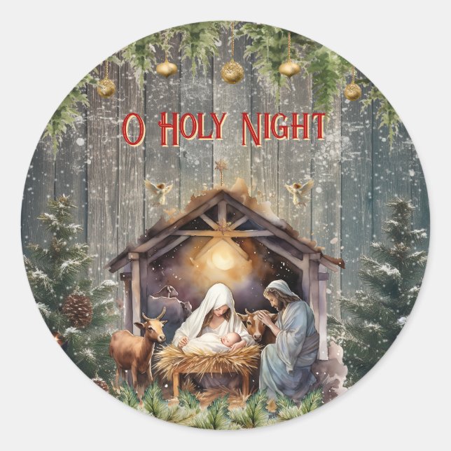 Christmas Nativity  Classic Round Sticker (Front)