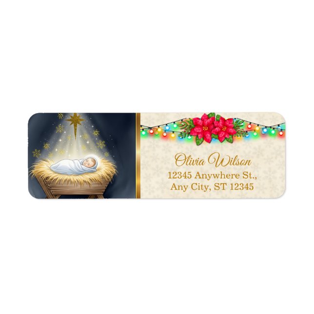 Christmas Nativity & Festive Lights Return Address (Front)