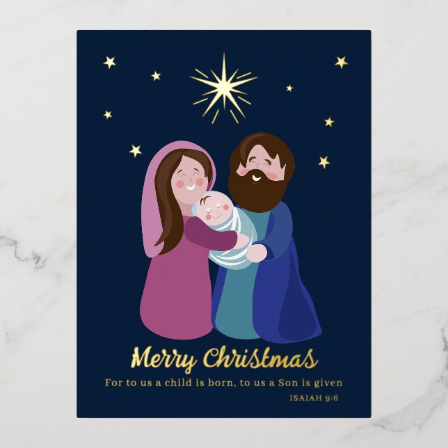 Christmas Nativity Foil Holiday Postcard (Front)
