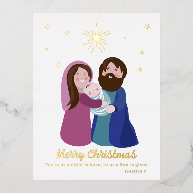 Christmas Nativity Foil Holiday Postcard (Front)
