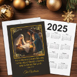 Christmas Nativity Holy Family Calendar Holiday Card<br><div class="desc">Celebrate the true meaning of Christmas with our beautiful Nativity scene Christmas card/Calendar. The front of the card features the timeless and heartwarming Luke 2:11 Bible verse, reminding us of the miraculous birth of Jesus. On the back, you’ll find a convenient calendar your recipient can enjoy the entire year. Share...</div>