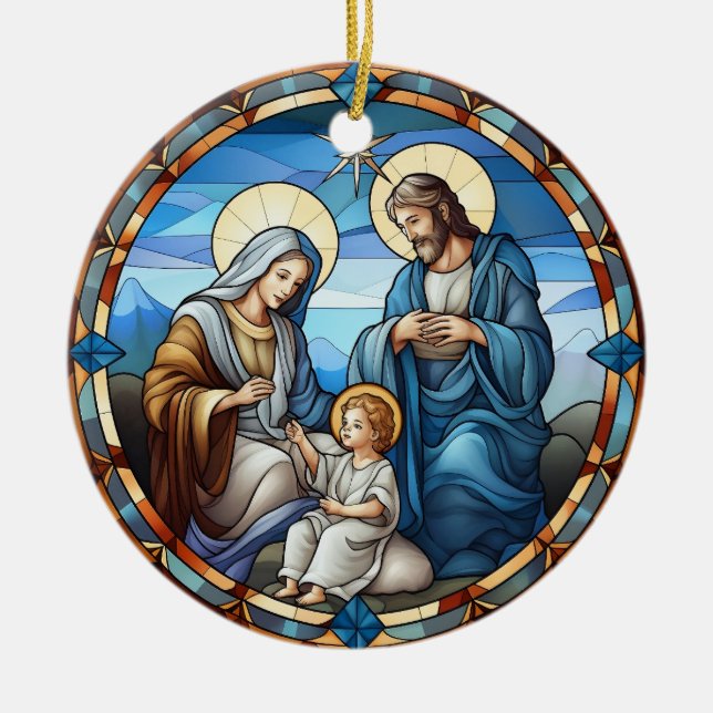 Christmas Nativity Holy Family Ceramic Ornament (Front)