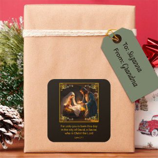 Christmas Nativity Holy Family Religious  Square Sticker