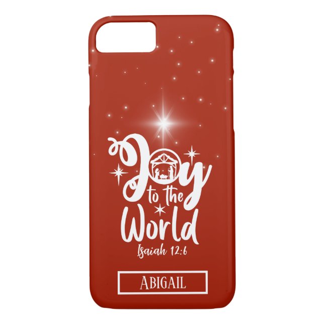 Christmas Nativity Joy to the World Red & White Case-Mate iPhone Case (Back)