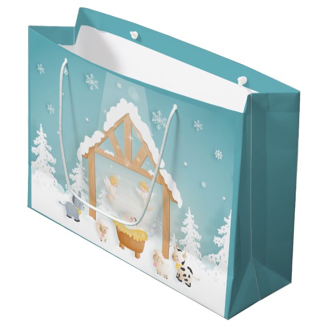 Christmas Nativity Large Gift Bag (Front Angled)