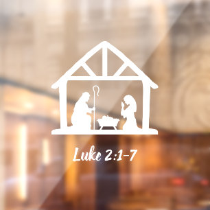 Christmas Nativity Manger Scripture Window Cling