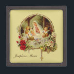 Christmas Nativity Mary Jesus Rosary Roses Angels Gift Box<br><div class="desc">Our Christmas keepsake jewellery box has a beautiful vintage image of Mary with Jesus in the manger. Roses and a gold rosary encircle the lovely image.</div>