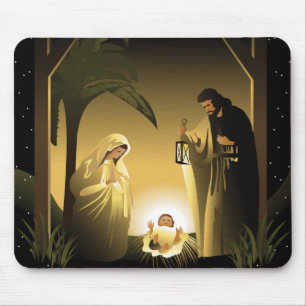 Christmas Nativity Mary, Joseph and Baby Jesus Mouse Pad