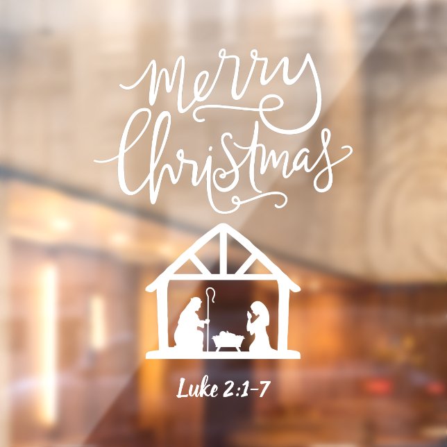 Christmas Nativity Merry Christmas White Window Cling (Sheet 2)