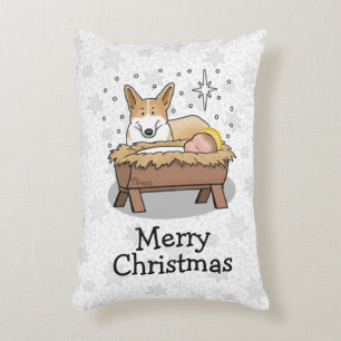 Christmas Nativity Pembroke Welsh Corgi (red1) Fun Accent Pillow