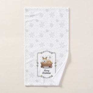 Christmas Nativity Pembroke Welsh Corgi (red1) Fun Bath Towel Set