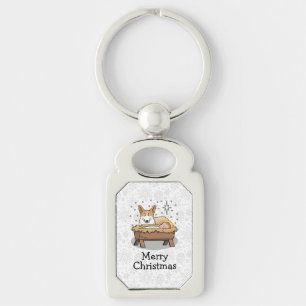 Christmas Nativity Pembroke Welsh Corgi (red1) Fun Keychain