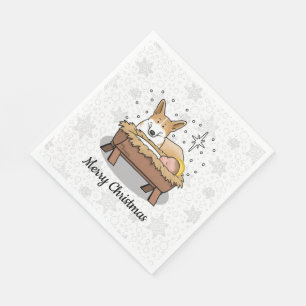 Christmas Nativity Pembroke Welsh Corgi (red1) Fun Napkin
