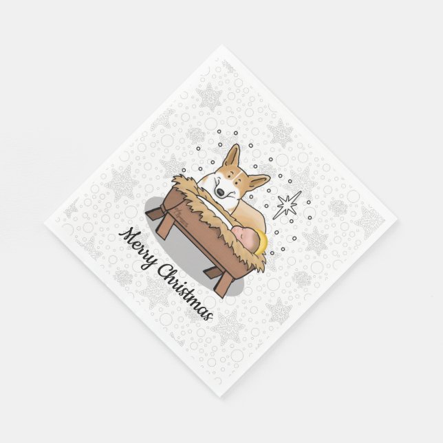 Christmas Nativity Pembroke Welsh Corgi (red1) Fun Napkin (Corner)