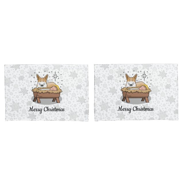 Christmas Nativity Pembroke Welsh Corgi (red1) Fun Pillowcase (Front-Set)