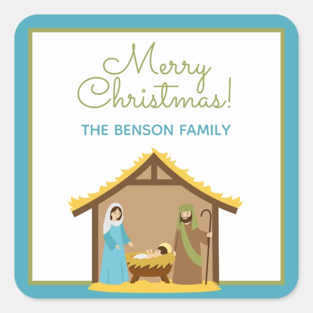 Christmas Nativity Personalized Gift Stickers (Front)