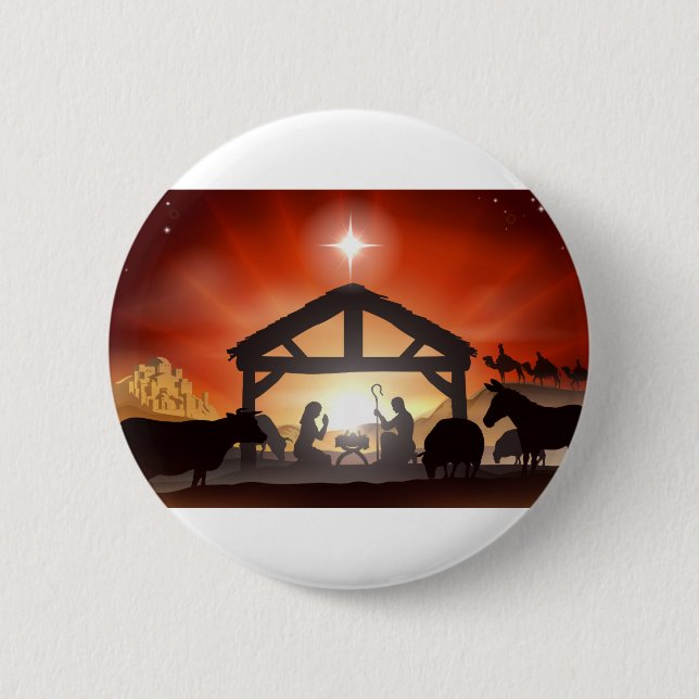Christmas Nativity Scene 2 Inch Round Button (Front)