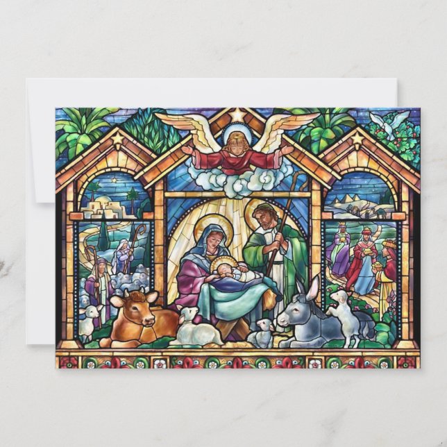 Christmas Nativity scene Blessings of Christmas Holiday Card (Front)