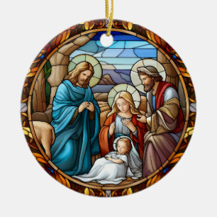 Christmas Nativity Scene Ceramic Ornament