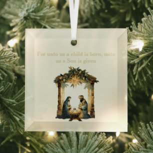 Christmas Nativity Scene Custom Glass Ornament