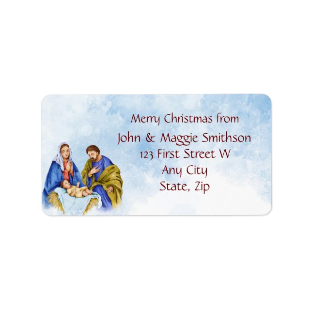 Christmas Nativity Scene Custom Message  Label (Front)