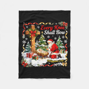 Christmas Nativity Scene Every Knee Shall Bow Sant Fleece Blanket