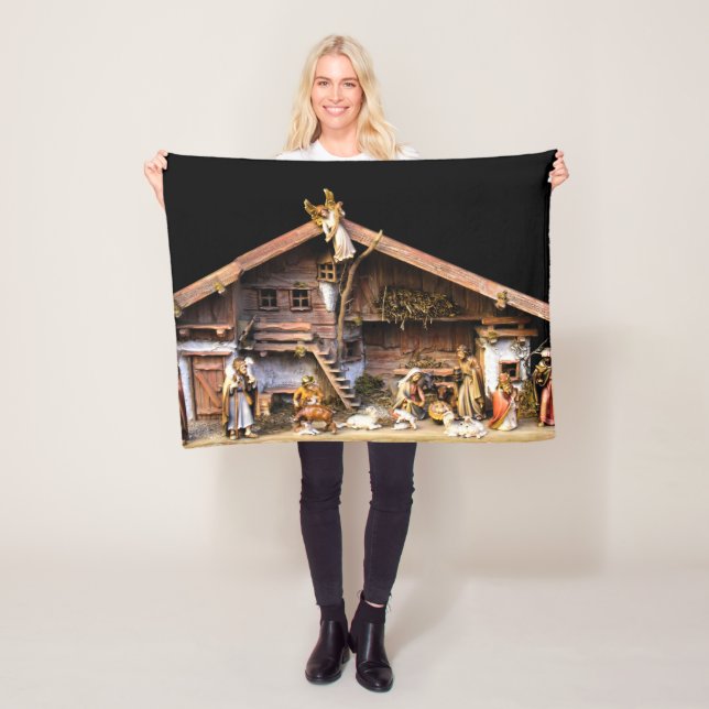 Christmas Nativity Scene Fleece Blanket (In Situ)