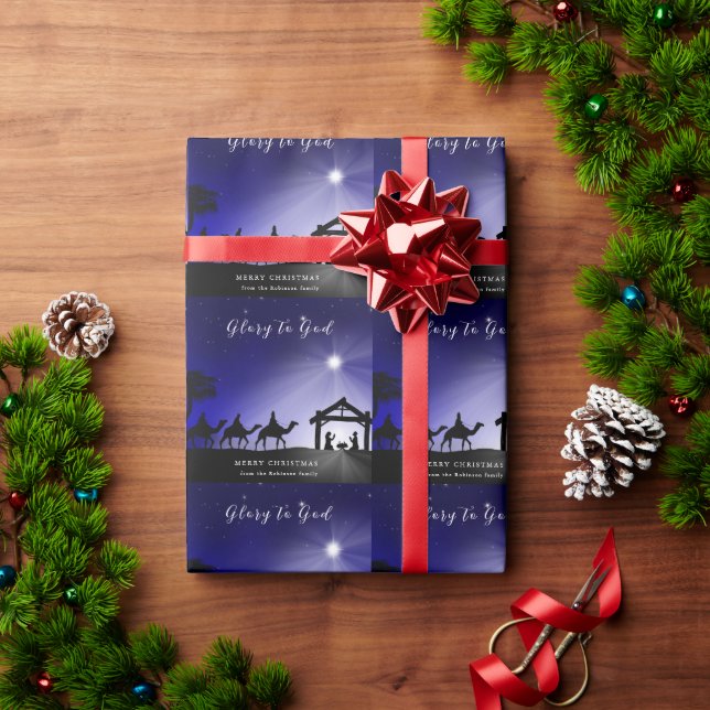 Christmas Nativity Scene Glory to God Christian Wrapping Paper (Holiday Gift)