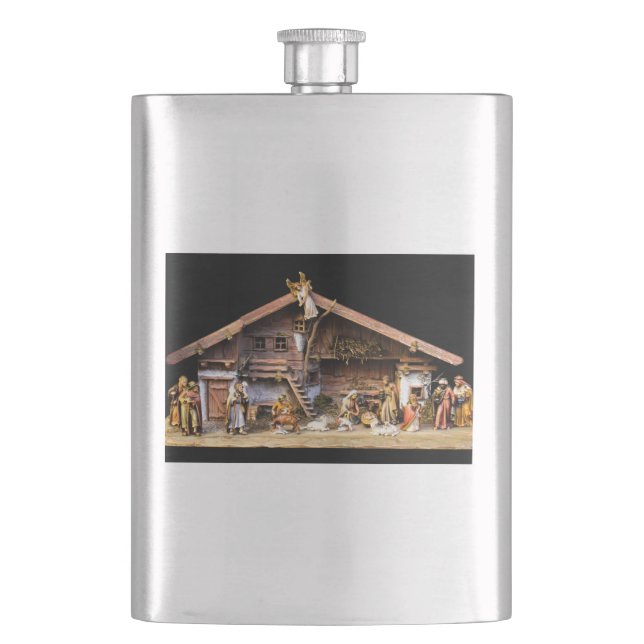 Christmas Nativity Scene Hip Flask (Front)