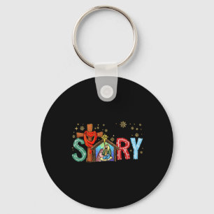 Christmas Nativity Scene Jesus Cross True Story Xm Keychain