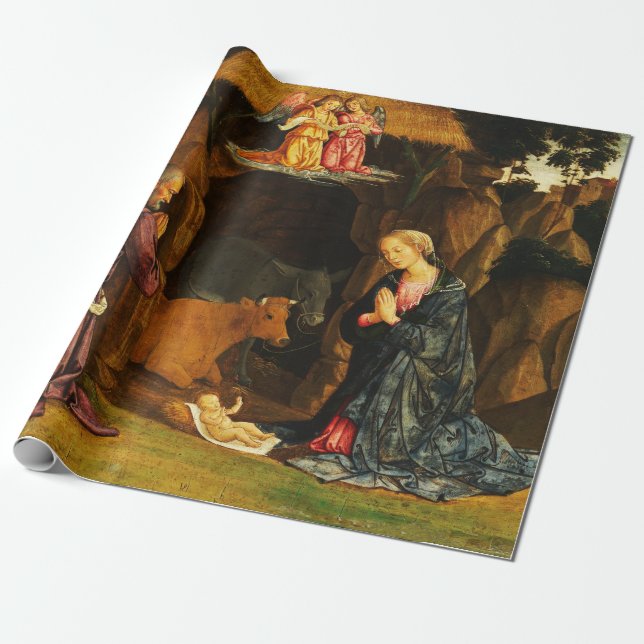 Christmas Nativity Scene of the Holy Family  Wrapping Paper (Unrolled)