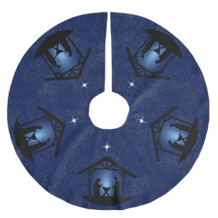 Christmas Nativity Scene Religious Brushed Polyester Tree Skirt