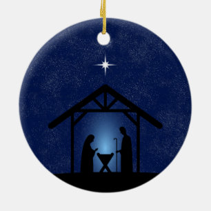 Christmas Nativity Scene Religious Ceramic Ornament