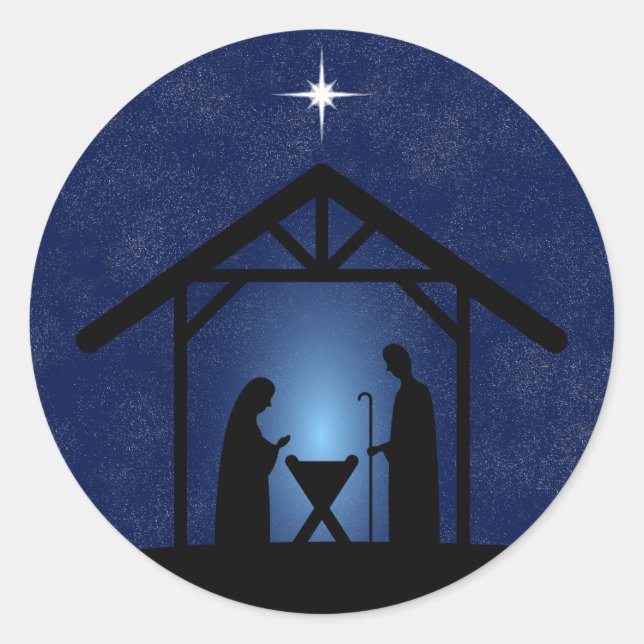 Christmas Nativity Scene Religious Classic Round Sticker (Front)