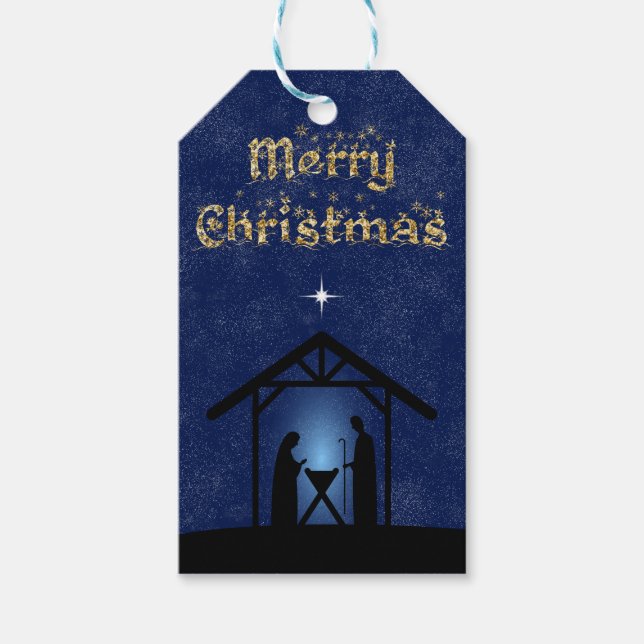 Christmas Nativity Scene Religious Gift Tags (Front)