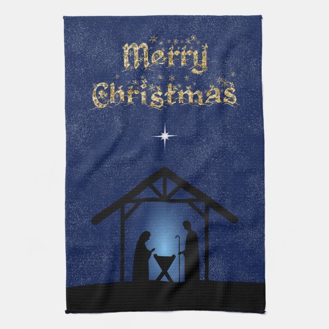Christmas Nativity Scene Religious Kitchen Towel (Vertical)