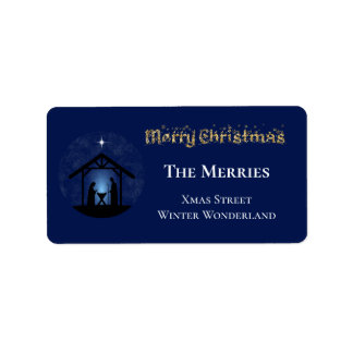 Christmas Nativity Scene Religious Label