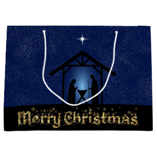 Christmas Nativity Scene Religious Large Gift Bag