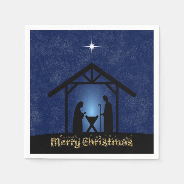 Christmas Nativity Scene Religious Napkin (Front)