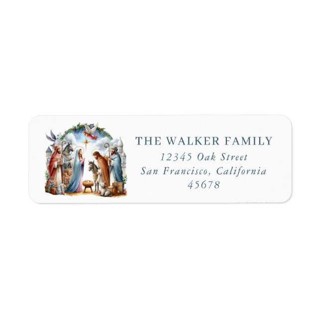 Christmas Nativity Scene Return Address Labels (Front)