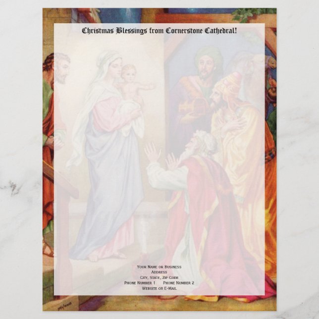 Christmas Nativity Scene Wisemen Letterhead (Front)