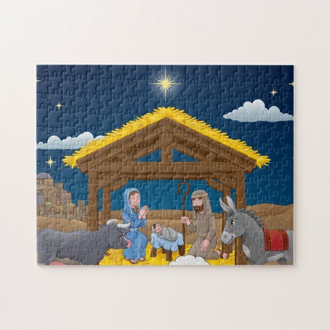 Christmas Nativity Scene with Baby Jesus  Jigsaw Puzzle (Horizontal)