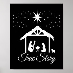 Christmas Nativity Shirt True Story Nativity Scene Poster