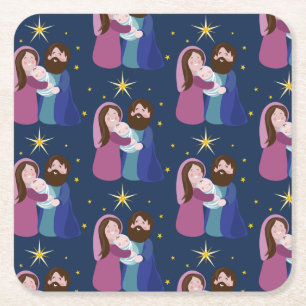 Christmas Nativity Square Paper Coaster