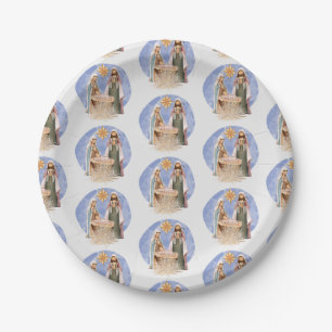 Christmas Nativity Stable Scene Pattern Holiday Paper Plate