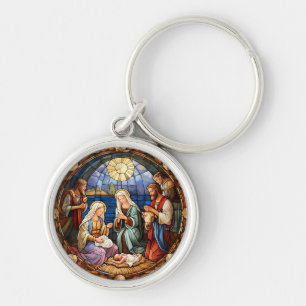 Christmas Nativity Stained Glass Keychain