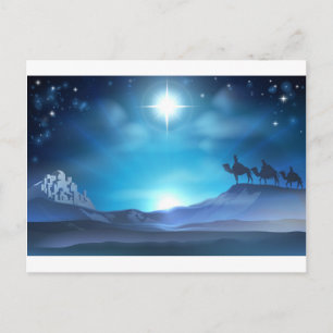 Christmas Nativity Star and Wise Men Holiday Postcard